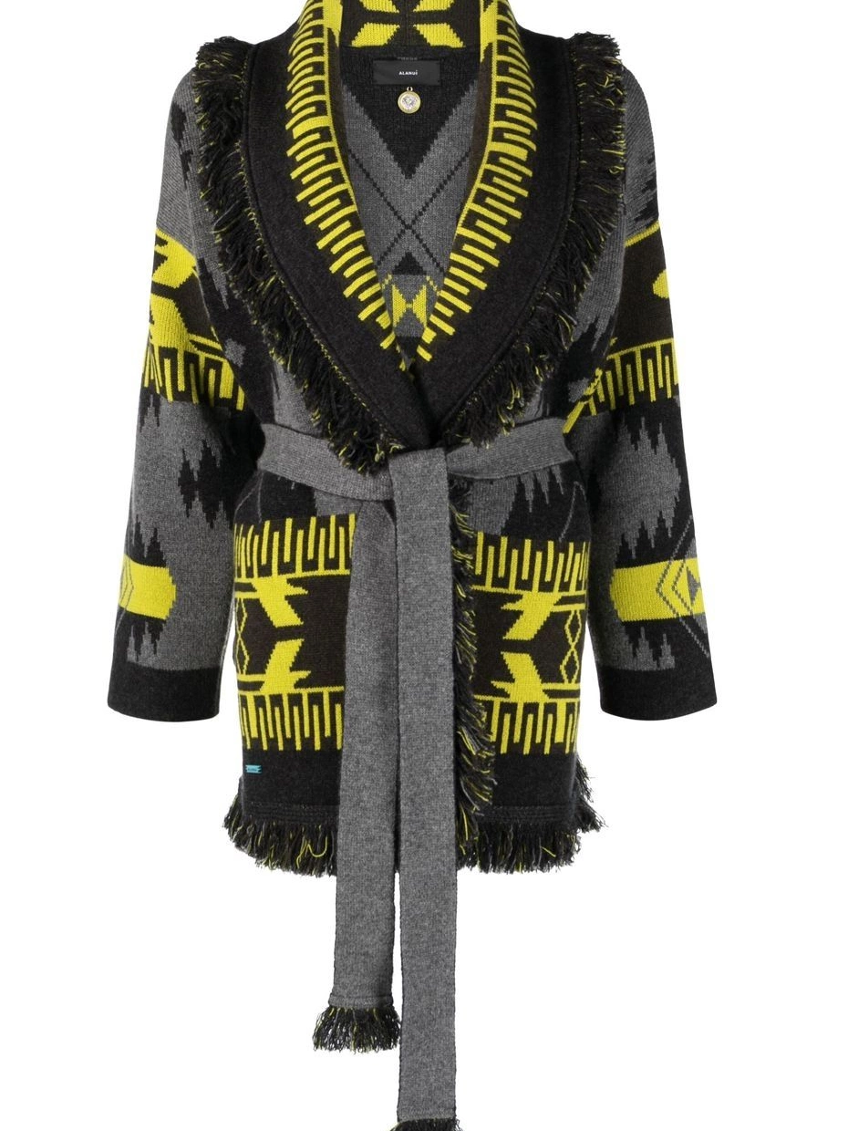intarsia-knit belted-waist Women Alanui cardigan 0702